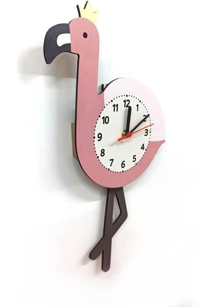 Sallanan Sarkaçlı Flamingo Desenli Çocuk Odası Duvar Saati fırsatları