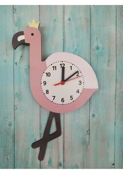Sallanan Sarkaçlı Flamingo Desenli Çocuk Odası Duvar Saati indirimleri
