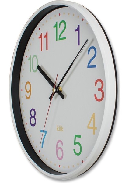 Yuvarlak Klik Slim Renkli Çocuk Duvar Saati Beyaz Modern 30 cm fiyatları