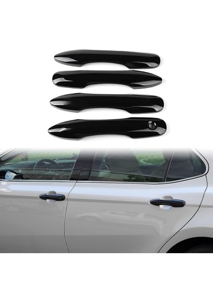 Toyota Camry 2018-2023 Corolla 2020-2023 Için Araba Kapı Kolu Kapak Trim Aksesuarları (Akıllı Anahtar Delikleri Yok, Parlak Siyah) (Yurt Dışından)