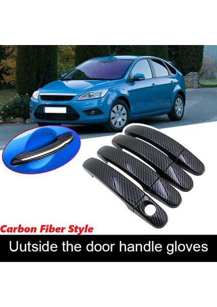 8 Adet Araba Karbon Fiber Kapı Kolu Dış Kapılar Kulp Kılıfı Kapakları Ford Focus Escape Kuga-Ranger 2013-2018 (Yurt Dışından)