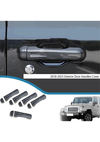 Siyah Yan Kapı Tutma Kolu Kapağı Döşeme Bagaj Kapağı Kolu Çıkartmaları Jeep Wrangler Jl 18-23 Dış Kapı Kolları (Yurt Dışından)