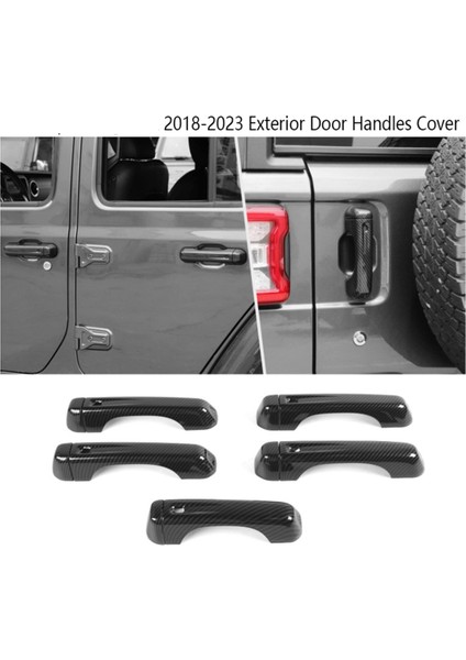 Siyah Yan Kapı Tutma Kolu Kapağı Döşeme Bagaj Kapağı Kolu Çıkartmaları Jeep Wrangler Jl 18-23 Dış Kapı Kolları (Yurt Dışından)
