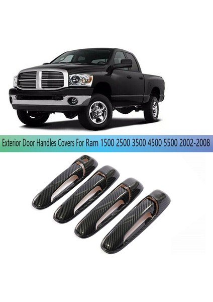 Adet Araba Dış Kapı Kolları 4 Kapı Kolu Kapakları Dodge Ram 1500 2500 3500 4500 5500 2002-2008 Karbon Fiber (Yurt Dışından)