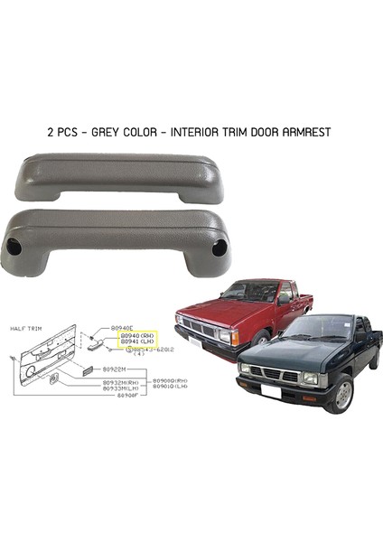 1 Çift Gri Dış Kapı Kolu Çekmecesi Nissan Datsun Big-M D21 1986-1997 80940-15G00 80941-15G00 Araba Kapısı Kol Dayanağı Tutacağı (Yurt Dışından) modelleri