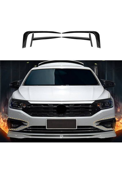 Adet Araba Sis Farı Kaş Göz Kapağı Kapağı Jetta Mk7 2019-2021 Ön Tampon Yan Havalandırma Spoiler Ayırıcı Siyah (Yurt Dışından)