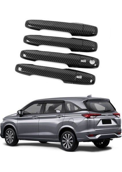Karbon Fiber Kapı Kulp Kılıfı Trim Dekoratör Etiket Dış Aksesuarlar Toyota Avanza Premio Veloz Cross 2022+ (Yurt Dışından)