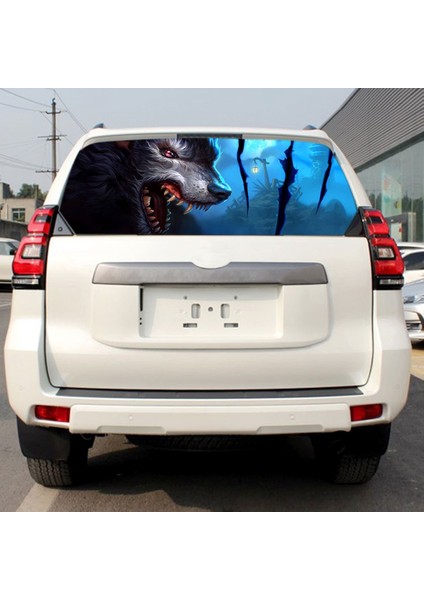 Kurt Totem Kamyon Jeep Suv Pikap 3D Arka Cam Çıkartma Dekor Arka Pencere Camı Posteri 168X74 cm (Yurt Dışından)