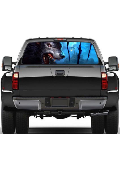 Kurt Totem Kamyon Jeep Suv Pikap 3D Arka Cam Çıkartma Dekor Arka Pencere Camı Posteri 168X74 cm (Yurt Dışından)