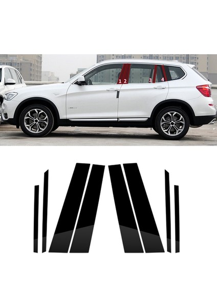 Bmw- X3 F25 2011-2017 Araba Kapı Pencere Bc Sütun Direkleri Kapak Şerit Paneli Trim Pc Siyah 8 Paket (Yurt Dışından)