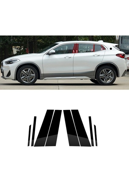 Bmw-X2 2019-2022 Araba Kapı Pencere Bc Sütun Mesajları Kapak Şerit Paneli Trim Aksesuarları Pc Siyah 8 Paket (Yurt Dışından)