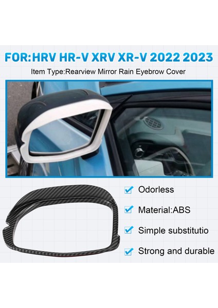Araba Stili Dikiz Aynası Kaş Kapağı Trim Yağmur Gölgelik Kapağı Honda Hrv Hr-V Xrv Xr-V 2022 2023 Karbon Fiber (Yurt Dışından)