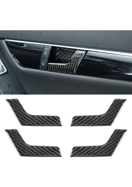 Adet Araba Kapı Iç Kolu Paneli Mercedes-Benz Için W204 Karbon Fiber Dekorasyon Çerçeve Kapak Iç Profiller (Yurt Dışından)