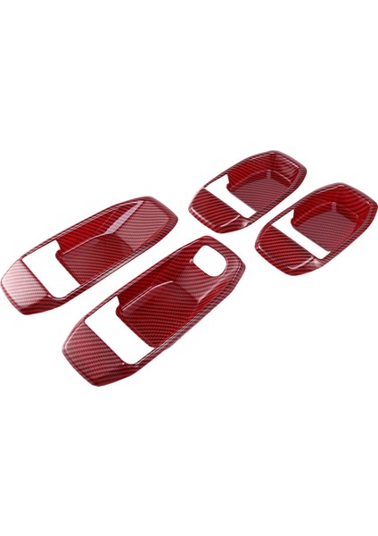 4 Adet Araba Iç Kapı Kolu Kase Kapağı Trim Çerçeve 2018-2021 Jeep Wrangler Jl Jlu Jt 4 Kapılı Kırmızı Karbon Görünüm (Yurt Dışından)