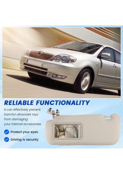Toyota Auris Corolla 2007 - 2013 Araba Iç Güneşliği Aynalı Güneşlik Sol Sürücü Tarafı Bej (Yurt Dışından)