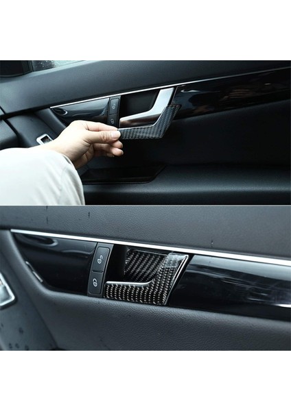 Adet Araba Kapı Iç Kolu Paneli Mercedes-Benz Için W204 Karbon Fiber Dekorasyon Çerçeve Kapak Iç Profiller (Yurt Dışından)