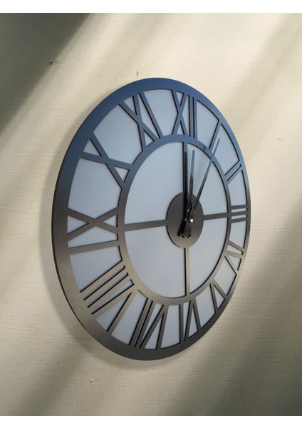 Yuvarlak Gri Dekoratif Duvar Saati
