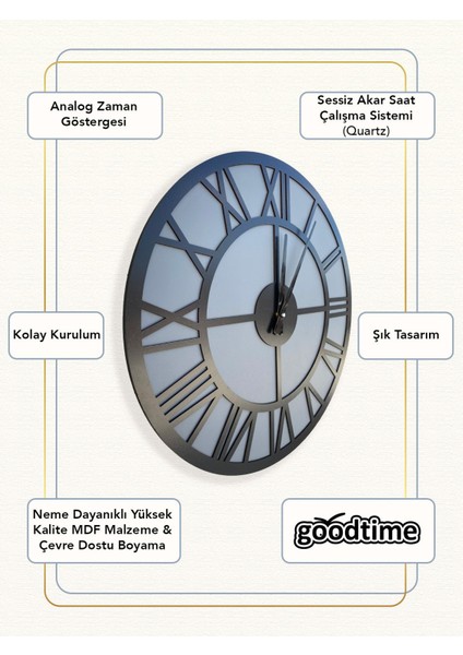 Yuvarlak Gri Dekoratif Duvar Saati fiyatları