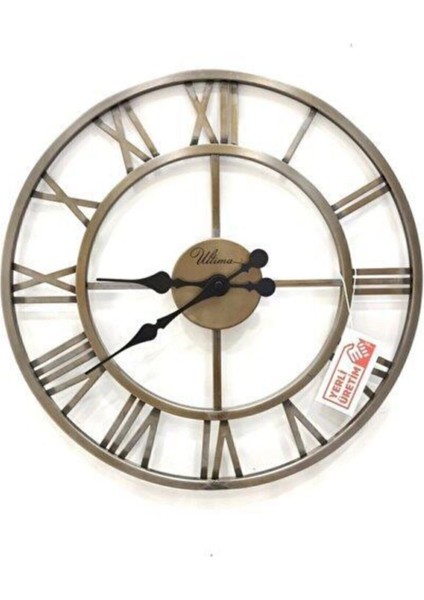 41 x 41 2654 G Ferforje 41 cm Iskelet Duvar Saati Metal Altın Modern Yuvarlak fırsatları