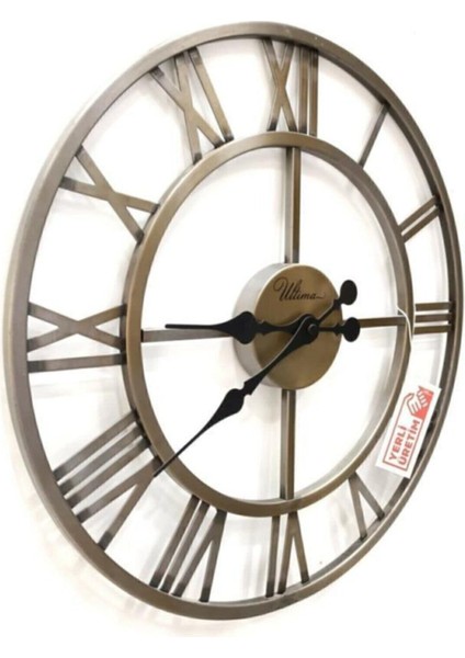 41 x 41 2654 G Ferforje 41 cm Iskelet Duvar Saati Metal Altın Modern Yuvarlak indirimleri