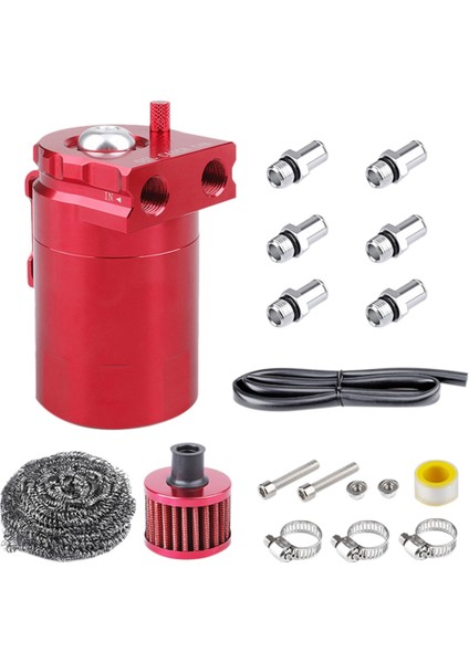 300ML Araba Alüminyum Araba Filtresi Yağ Filtresi Yağdanlık Iki Delikli Yağ Depolama Tankı Kiti Hava Filtresi ile Kırmızı (Yurt Dışından)