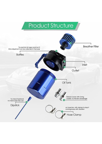 300ML Araba Alüminyum Araba Filtresi Yağ Filtresi Yağdanlık Iki Delikli Yağ Depolama Tankı Kiti Hava Filtresi ile Kırmızı (Yurt Dışından) fırsatları