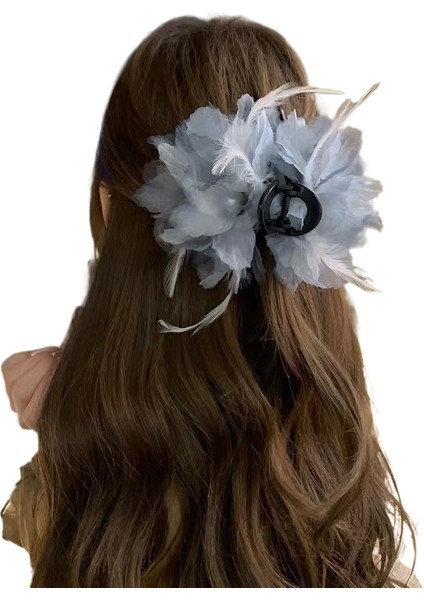 Kumaş Çiçek Köpekbalığı Klipsi Saç Tokası (Yurt Dışından)