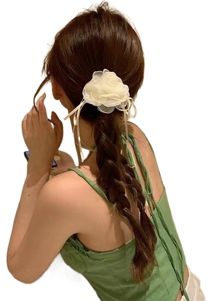 Kumaş Çiçek Köpekbalığı Klipsi Saç Tokası (Yurt Dışından)