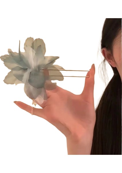 Kumaş Çiçek Köpekbalığı Klipsi Saç Tokası (Yurt Dışından)