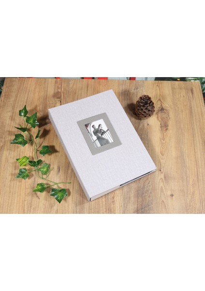 13x18 cm 200'lük Koton Desenli Lüks Fotoğraf Albümü (Vizon)