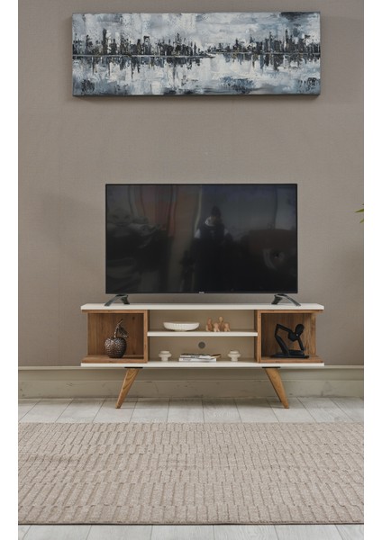 Ahşap Tv Sehpası 150 x 35 x 58 cm Kapaksız 1 Orta Raflı
