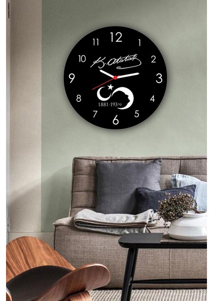 Ay Yıldız Kemal Atatürk Imzalı Duvar Saati