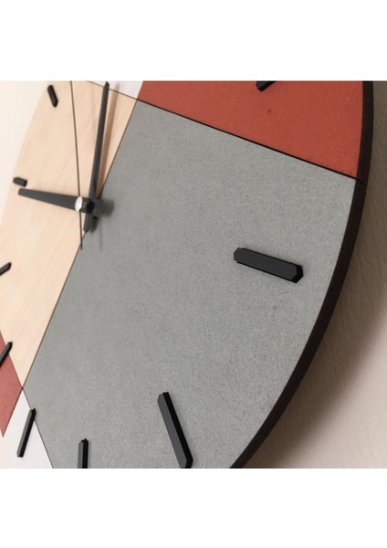 Ahşap Geometrik Desenli Kiremit Duvar Saati 48X48 cm fırsatları