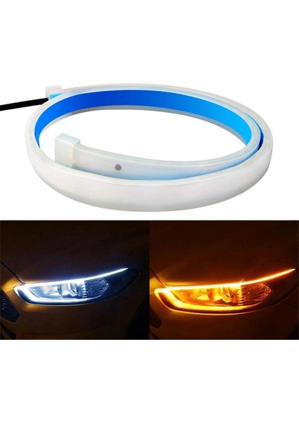 2 Adet Drl 60CM Gündüz Farı 12V Esnek Yumuşak Tüp Kılavuzu ile Başlangıç Taraması Araba LED Şerit Dönüş Sinyali Beyaz/sarı (Yurt Dışından) fiyatları