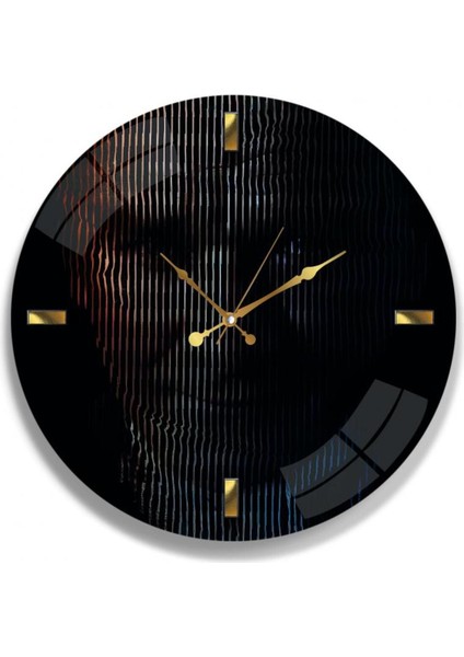 Siyah Atatürk Cam Saat 60 cm 60 x 60 Modern fiyatları