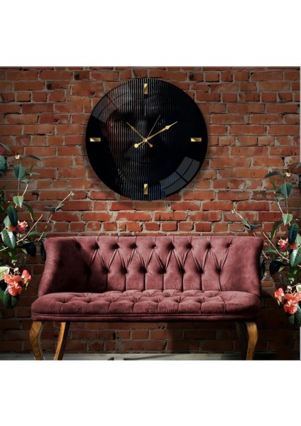 Siyah Atatürk Cam Saat 60 cm 60 x 60 Modern modelleri