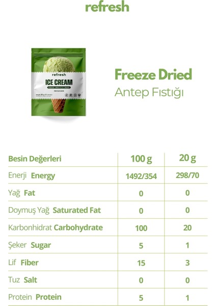 Freeze Dry Antep Fıstıklı Dondurma - Dondurularak Kurutulmuş Dondurma - 30GR