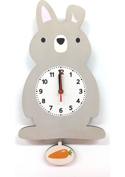 Sallanan Sarkaçlı Tavşan Desenli Çocuk Odası Duvar Saati fiyatları