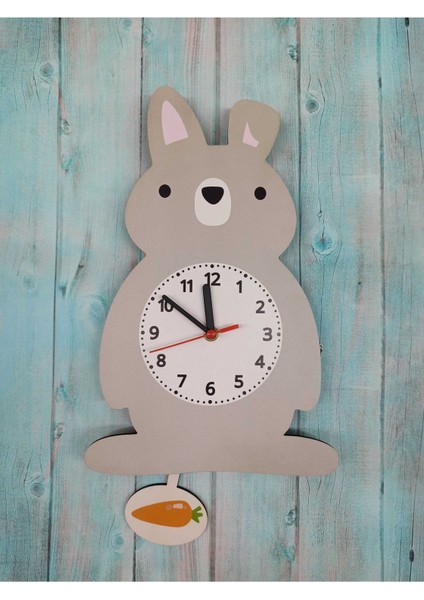 Sallanan Sarkaçlı Tavşan Desenli Çocuk Odası Duvar Saati fırsatları