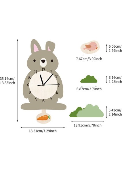 Sallanan Sarkaçlı Tavşan Desenli Çocuk Odası Duvar Saati indirimleri
