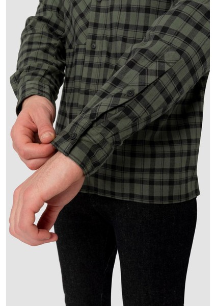 Fanes Flannel 5pl Erkek Gömlek L/s Haki