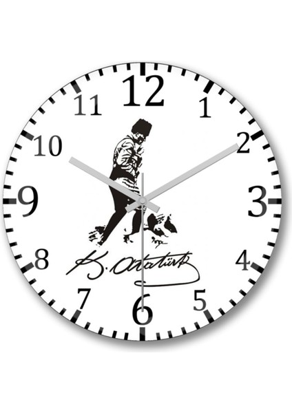 Atatürk Duvar Saati Bombeli Gercek Cam