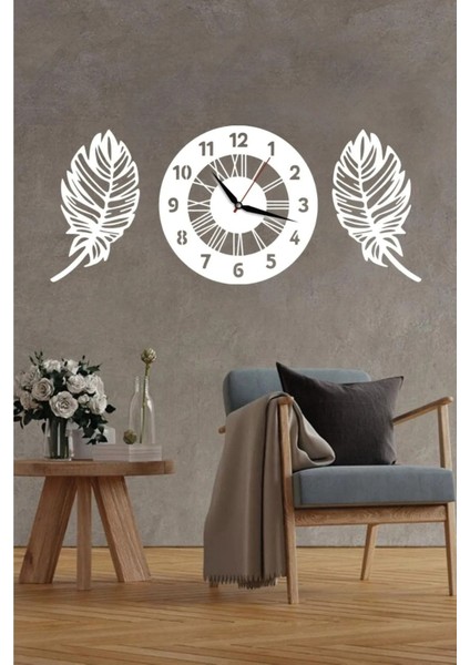 Roma ve Latin Rakamlı Duvar Saat+ 2li Yaprak