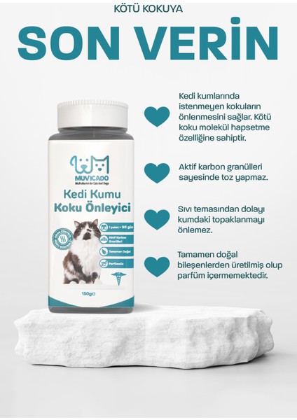 Kedi Kumu Koku Önleyici- Kedi Kumu Aktif Karbon - Kedi Kumu Tuvalet Koku Giderici Parfümsüz 150 gr fiyatları