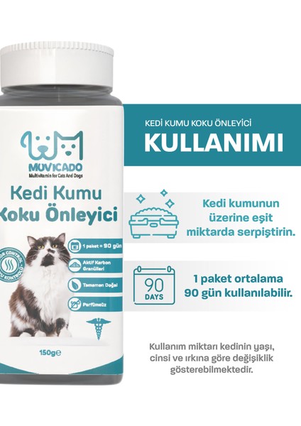 Kedi Kumu Koku Önleyici- Kedi Kumu Aktif Karbon - Kedi Kumu Tuvalet Koku Giderici Parfümsüz 150 gr modelleri