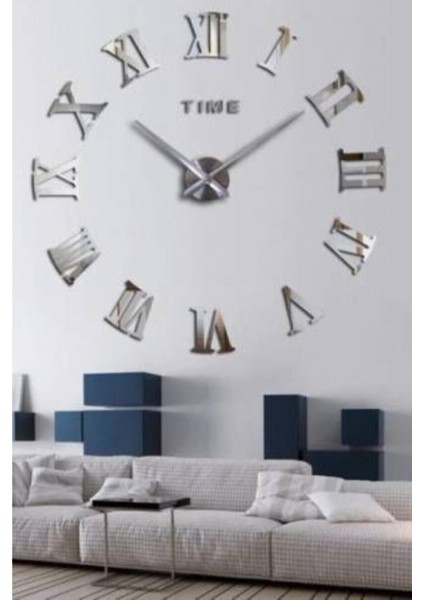 Dekoratif 3D Duvar Saati Pleksi Ayna Roma Rakamlı Büyük Boy modelleri