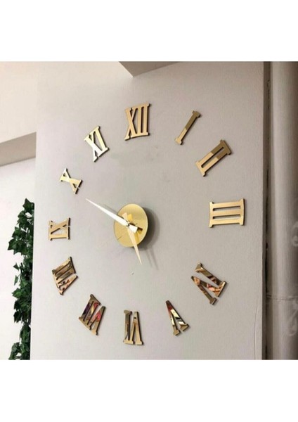 3D Altın Roma Rakamlı Dekoratif Büyük Boy Duvar Saati fiyatları