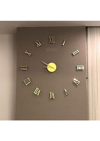 3D Altın Roma Rakamlı Dekoratif Büyük Boy Duvar Saati modelleri