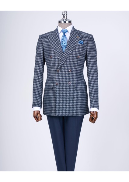 Italyan Stil Slim Fit Erkek Kombin Ceket Pantolon Takım Elbise Lacivert T13080 fırsatları