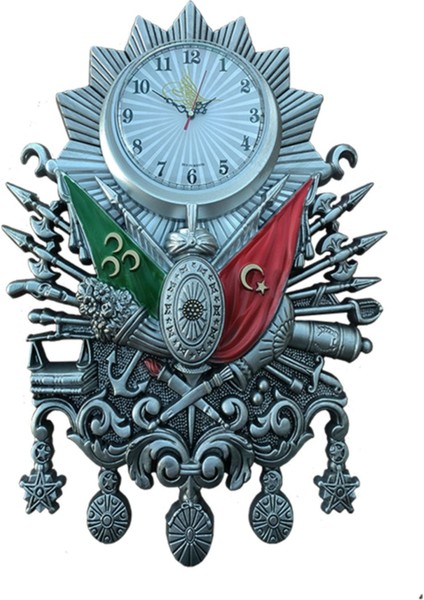 Osmanlı Devlet Arması Duvar Saati ( Gümüş Rengi )